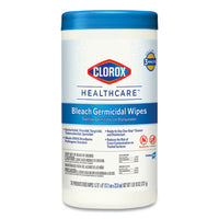 Clorox Healthcare® Bleach Germicidal Wipes, 1-Ply, 6.75 x 9, Unscented, White, 70/Canister Cleaner/Detergent Wet Wipes - Office Ready