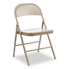 Alera® Armless Steel Folding Chair, Supports Up to 275 lb, Tan, 4/Carton