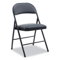 Alera® PU Padded Folding Chair, Supports Up to 250 lb, Black Seat/Back, Black Base, 4/Carton Chairs/Stools-Folding & Nesting Chairs - Office Ready