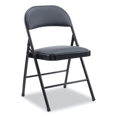 Alera® PU Padded Folding Chair, Supports Up to 250 lb, Black Seat/Back, Black Base, 4/Carton