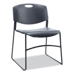 Alera® Resin Stacking Chair, Supports Up to 275 lb, Black Seat/Back, Black Base, 4/Carton
