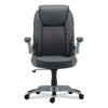 Alera® Leithen Bonded Leather Midback Chair, Supports Up to 275 lb, Gray Seat/Back, Silver Base Chairs/Stools-Office Chairs - Office Ready