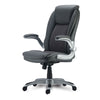 Alera® Leithen Bonded Leather Midback Chair, Supports Up to 275 lb, Gray Seat/Back, Silver Base Chairs/Stools-Office Chairs - Office Ready