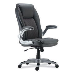 Alera® Leithen Bonded Leather Midback Chair, Supports Up to 275 lb, Gray Seat/Back, Silver Base