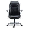 Alera® Leithen Bonded Leather Midback Chair, Supports Up to 275 lb, Black Seat/Back, Silver Base Chairs/Stools-Office Chairs - Office Ready
