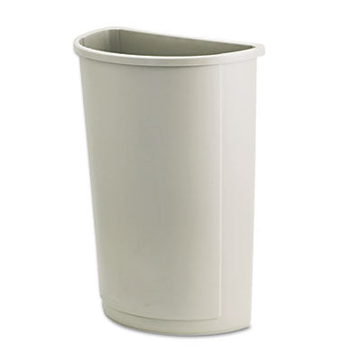 Rubbermaid® Commercial Untouchable® Half-Round Plastic Receptacle, 21 gal, Plastic, Beige Indoor All-Purpose Waste Bins - Office Ready