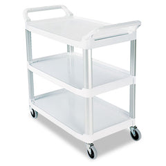 Rubbermaid® Commercial Xtra™ Utility Cart with Open Sides, Plastic, 3 Shelves, 300 lb Capacity, 40.63" x 20" x 37.81", Off-White