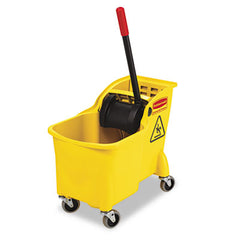 Rubbermaid® Commercial Tandem™ 31-Quart Bucket/Wringer Combo, Reverse, Yellow