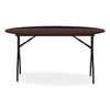 Alera® Round Wood Folding Table, 59" Diameter x 29.13h, Mahogany Multiuse Folding & Nesting Tables - Office Ready