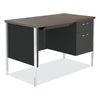 Alera® Single Pedestal Steel Desk, 45.25" x 24" x 29.5", Mocha/Black Metal Mailroom & Shop Desks - Office Ready