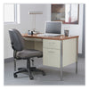 Alera® Single Pedestal Steel Desk, 45.25" x 24" x 29.5", Cherry/Putty Metal Mailroom & Shop Desks - Office Ready