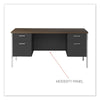 Alera® Double Pedestal Steel Credenza, 60w x 24d x 29.5h, Mocha/Black Double Pedestal Credenza Desks - Office Ready