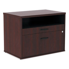 Alera® Open Office Desk Series Low File Cabinet Credenza, 2-Drawer: Pencil/File,Legal/Letter,1 Shelf,Mahogany,29.5x19.13x22.88