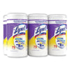 LYSOL® Brand Dual Action™ Disinfecting Wipes, 1-Ply, 7 x 7.5, Citrus, White/Purple, 75/Canister Cleaner/Detergent Wet Wipes - Office Ready