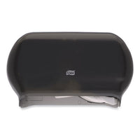 Tork® Twin Standard Roll Bath Tissue Dispenser, 12.75 x 5.57 x 8.25, Smoke Mini-Jumbo Roll, Twin Toilet Paper Dispensers - Office Ready