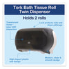 Tork® Twin Standard Roll Bath Tissue Dispenser, 12.75 x 5.57 x 8.25, Smoke Mini-Jumbo Roll, Twin Toilet Paper Dispensers - Office Ready