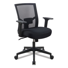 Workspace by Alera® Mesh Back Fabric Task Chair, Supports Up to 275 lb, 17.32" to 21.1" Seat Height, Black Seat, Black Back