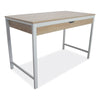 Workspace by Alera® Modern Writing Desk, 47.24" x 23.62" x 29.92", Beigewood/White Desks-Desk Tables - Office Ready