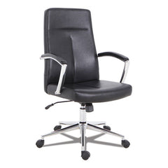 Alera® Workspace by Alera® Leather Task Chair, Supports Up to 275 lb, 18.19" to 21.93" Seat Height, Black Seat, Black Back