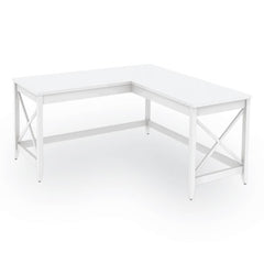 Workspace by Alera® L-Shaped Farmhouse Desk, 58.27" x 58.27" x 29.53", White