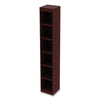 Alera® Valencia™ Series Narrow Profile Bookcase, Six-Shelf, 11.81w x 11.81d x 71.73h, Mahogany Bookcases-Shelf Bookcase - Office Ready