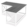 Workspace by Alera® L-Shaped Farmhouse Desk, 58.27" x 58.27" x 29.53", Gray/White Desks-L & U Desks & Workstations - Office Ready