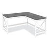 Workspace by Alera® L-Shaped Farmhouse Desk, 58.27" x 58.27" x 29.53", Gray/White Desks-L & U Desks & Workstations - Office Ready