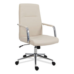 Alera® Workspace by Alera® Leather Task Chair, Supports Up to 275 lb, 18.19" to 21.93" Seat Height, White Seat, White Back