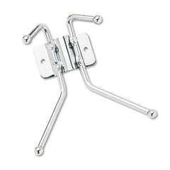 Safco® Coat Hooks, Two Ball-Tipped Double-Hooks, 6.5w x 3d x 7h, Chrome Metal