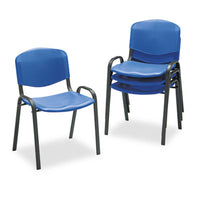 Safco® Stacking Chair, Supports Up to 250 lb, Blue Seat/Back, Black Base, 4/Carton Chairs/Stools-Folding & Nesting Chairs - Office Ready
