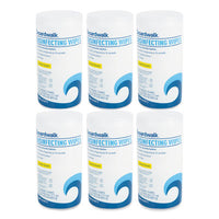 Boardwalk® Disinfecting Wipes, 7 x 8, Lemon Scent, 75/Canister, 6 Canisters/Carton Cleaner/Detergent Wet Wipes - Office Ready