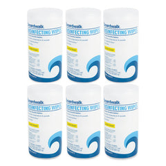 Boardwalk® Disinfecting Wipes, 7 x 8, Lemon Scent, 75/Canister, 6 Canisters/Carton