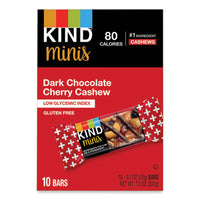 KIND Minis, Dark Chocolate Cherry Cashew, 0.7 oz, 10/Pack Nutrition Bars - Office Ready