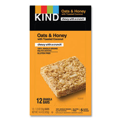 KIND Healthy Grains Bars, Oats and Honey with Toasted Coconut, 1.2 oz, 12/Box