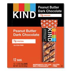 KIND Plus Nutrition Boost Bars, Peanut Butter Dark Chocolate/Protein, 1.4 oz, 12/Box