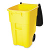 Rubbermaid® Commercial Square Brute® Rollout Container, 50 gal, Molded Plastic, Yellow Outdoor All-Purpose Waste Bins - Office Ready