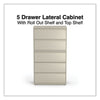 Alera® Lateral File, 5 Legal/Letter/A4/A5-Size File Drawers, Putty, 36" x 18.63" x 67.63" Lateral File Cabinets - Office Ready