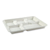 AmerCareRoyal® Bagasse PFAS-Free Food Tray, 5-Compartment, 8.26 x 10.23 x 0.94, White, Bamboo/Sugarcane, 500/Carton Food Trays - Office Ready
