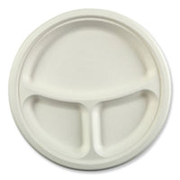 AmerCareRoyal® Bagasse PFAS-Free Dinnerware, 3-Compartment Plate, 10.24