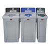 Rubbermaid® Commercial Slim Jim® Recycling Station 1-Stream, Mixed Recycling Station, 33 gal, Resin, Gray Indoor Recycling Bins - Office Ready