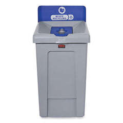 Rubbermaid® Commercial Slim Jim® Recycling Station 1-Stream, Mixed Recycling Station, 33 gal, Resin, Gray