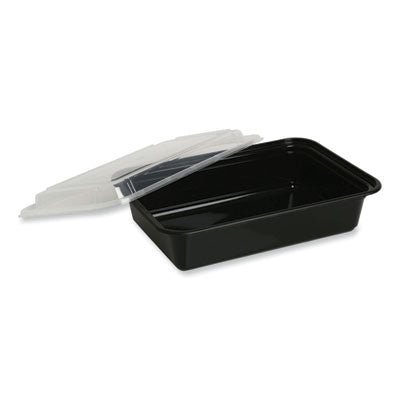 Plastic To-Go Containers And Lids - Rectangle - Black With Clear