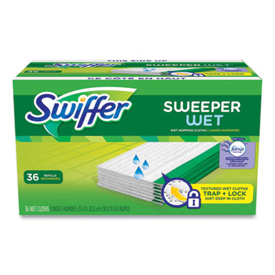 Swiffer® Wet Refill Cloths, 10 x 8, Lavender Vanilla and Comfort, White, 36/Carton Sweep Refills, Wet - Office Ready