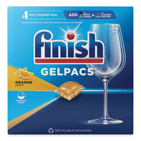 FINISH® Dish Detergent Gelpacs®, Orange Scent, Box of 32 Gelpacs, 8 Boxes/Carton Automatic Dishwasher Detergents - Office Ready