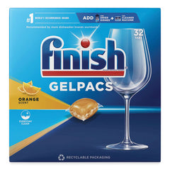 FINISH® Dish Detergent Gelpacs®, Orange Scent, Box of 32 Gelpacs, 8 Boxes/Carton