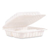 Dart® Hinged Lid Containers, 3-Compartment, 9 x 8.75 x 3, White, Plastic, 150/Carton Takeout Food Containers - Office Ready