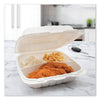 Dart® Hinged Lid Containers, 3-Compartment, 9 x 8.75 x 3, White, Plastic, 150/Carton Takeout Food Containers - Office Ready