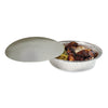 Boardwalk® Round Aluminum To-Go Containers with Lid, 48 oz, 9" Diameter x 1.66"h, Silver, 200/Carton Takeout Food Containers - Office Ready