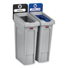 Rubbermaid® Commercial Slim Jim Recycling Station Kit, 2-Stream Landfill/Mixed Recycling, 46 gal, Plastic, Blue/Gray Indoor Recycling Bins - Office Ready