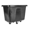 Rubbermaid® Commercial Cube Truck, 59 gal, 300 lb Capacity, Plastic, Black Cube & Utility Truck Waste Receptacles - Office Ready